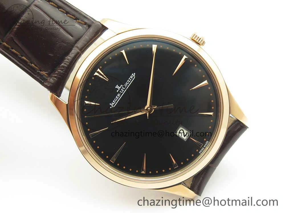 Master Ultra Thin Date 1288420 RG ZF 1:1 Best Edition Black Dial on Brown Leather Strap A899  FashionForward 7460