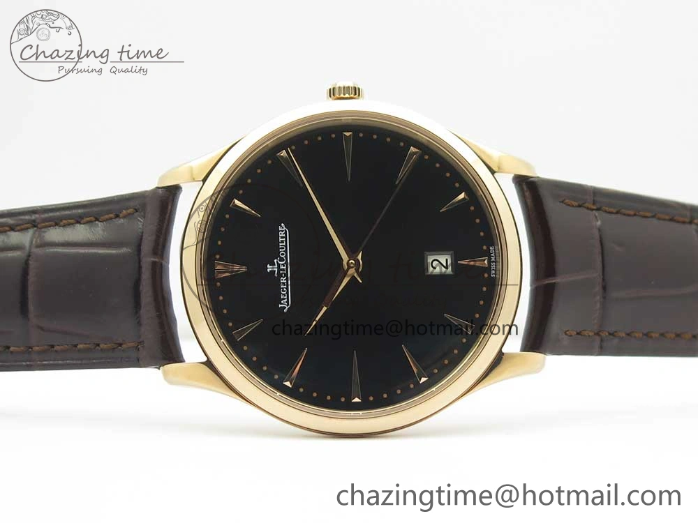 Master Ultra Thin Date 1288420 RG ZF 1:1 Best Edition Black Dial on Brown Leather Strap A899  FashionForward 7460