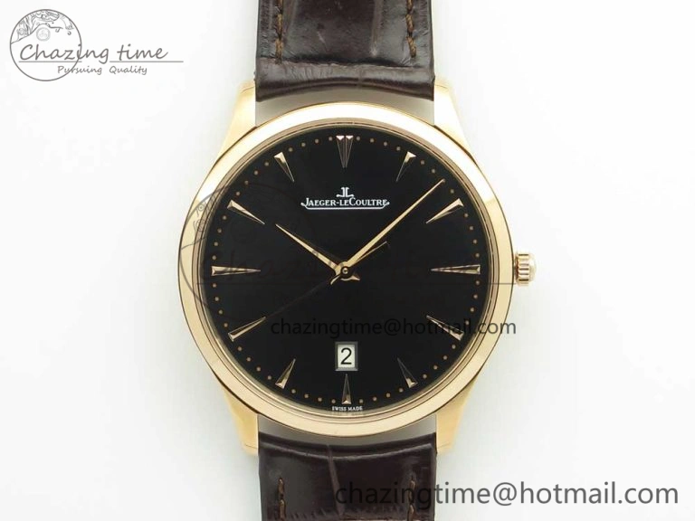 Master Ultra Thin Date 1288420 RG ZF 1:1 Best Edition Black Dial on Brown Leather Strap A899  FashionForward 7460