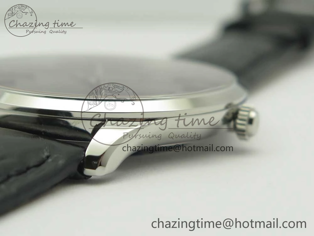 Classic Master Ultra Thin Date 1288420 SS ZF 1:1 Best Edition Black Dial on Black Leather Strap A899  7463