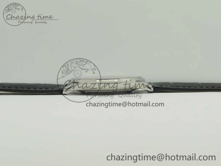 Classic Master Ultra Thin Date 1288420 SS ZF 1:1 Best Edition Black Dial on Black Leather Strap A899  7463
