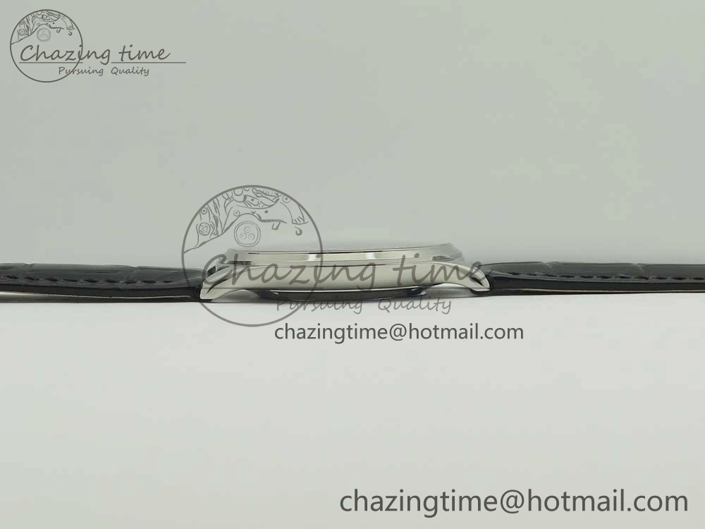 Classic Master Ultra Thin Date 1288420 SS ZF 1:1 Best Edition Black Dial on Black Leather Strap A899  7463