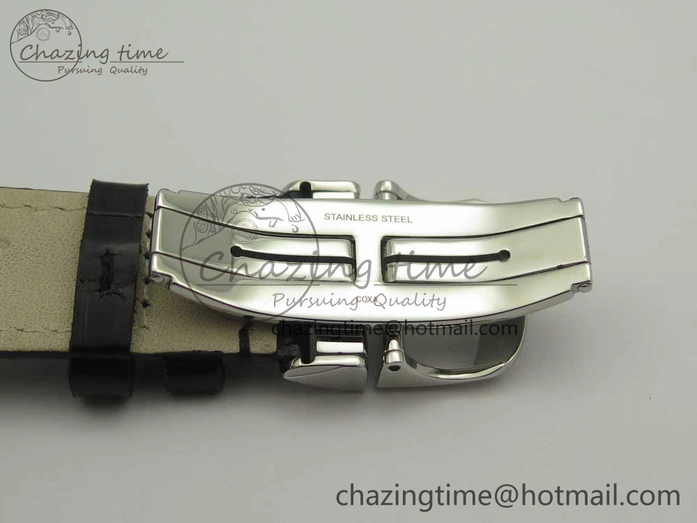 Classic Master Ultra Thin Date 1288420 SS ZF 1:1 Best Edition Black Dial on Black Leather Strap A899  7463