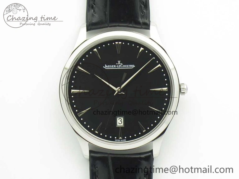 Classic Master Ultra Thin Date 1288420 SS ZF 1:1 Best Edition Black Dial on Black Leather Strap A899  7463