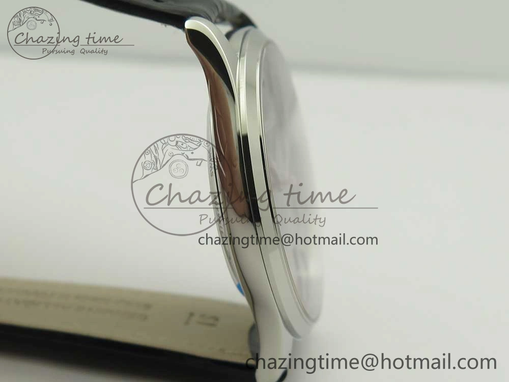 Classic Master Ultra Thin Date 1288420 SS ZF 1:1 Best Edition Black Dial on Black Leather Strap A899  7463