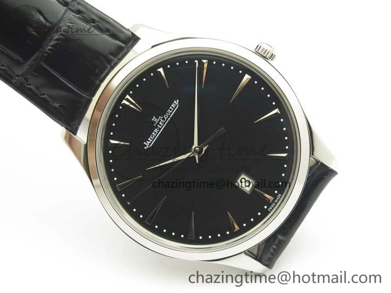 Classic Master Ultra Thin Date 1288420 SS ZF 1:1 Best Edition Black Dial on Black Leather Strap A899  7463