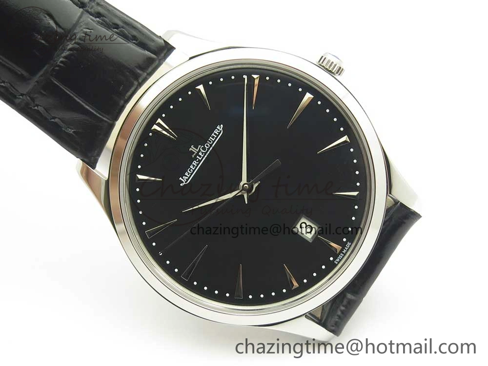 Classic Master Ultra Thin Date 1288420 SS ZF 1:1 Best Edition Black Dial on Black Leather Strap A899  7463