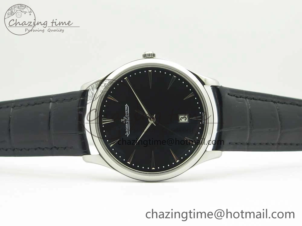Classic Master Ultra Thin Date 1288420 SS ZF 1:1 Best Edition Black Dial on Black Leather Strap A899  7463
