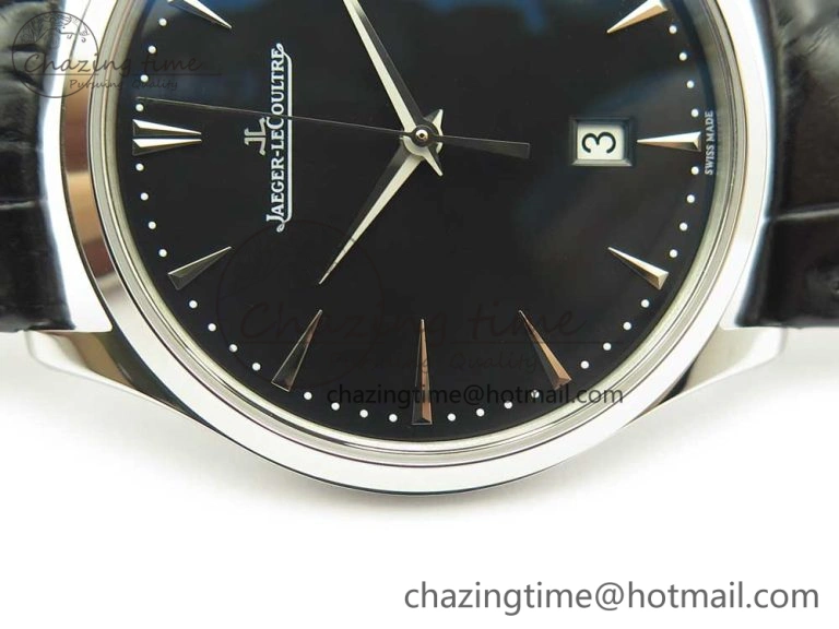 Classic Master Ultra Thin Date 1288420 SS ZF 1:1 Best Edition Black Dial on Black Leather Strap A899  7463