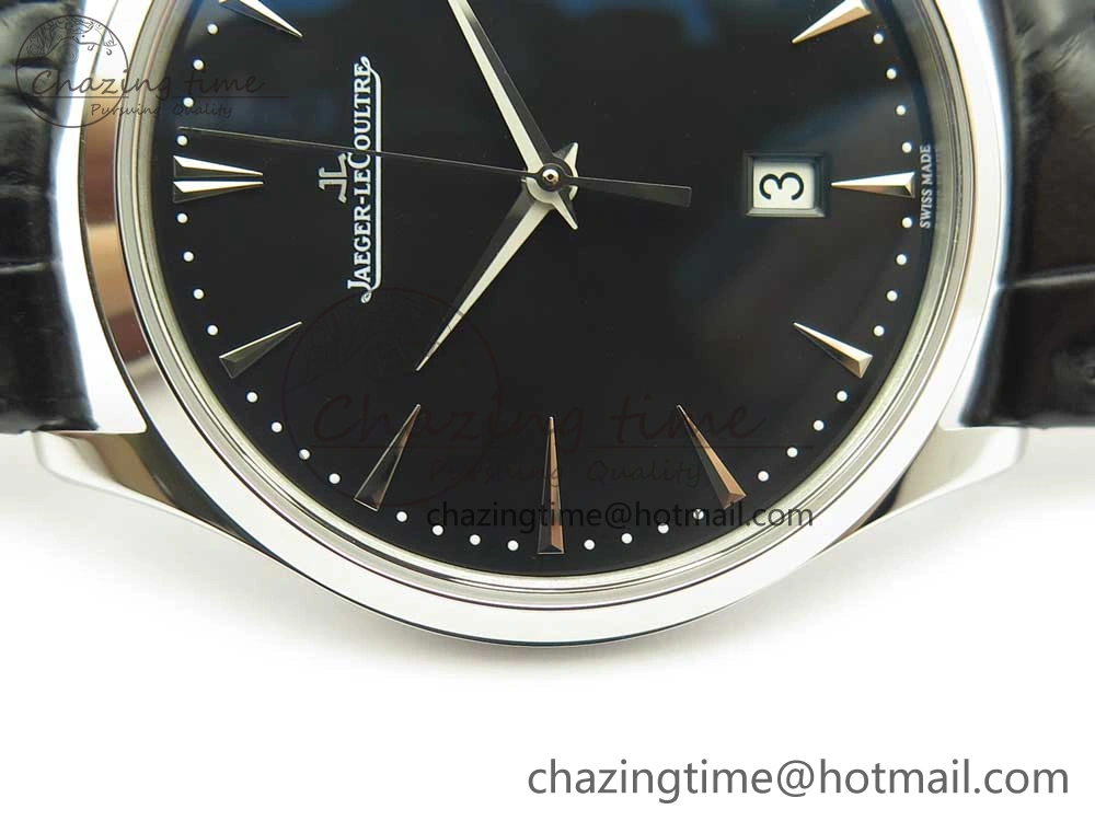 Classic Master Ultra Thin Date 1288420 SS ZF 1:1 Best Edition Black Dial on Black Leather Strap A899  7463