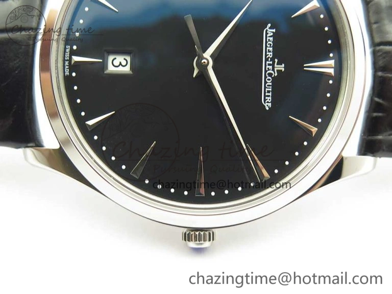 Classic Master Ultra Thin Date 1288420 SS ZF 1:1 Best Edition Black Dial on Black Leather Strap A899  7463