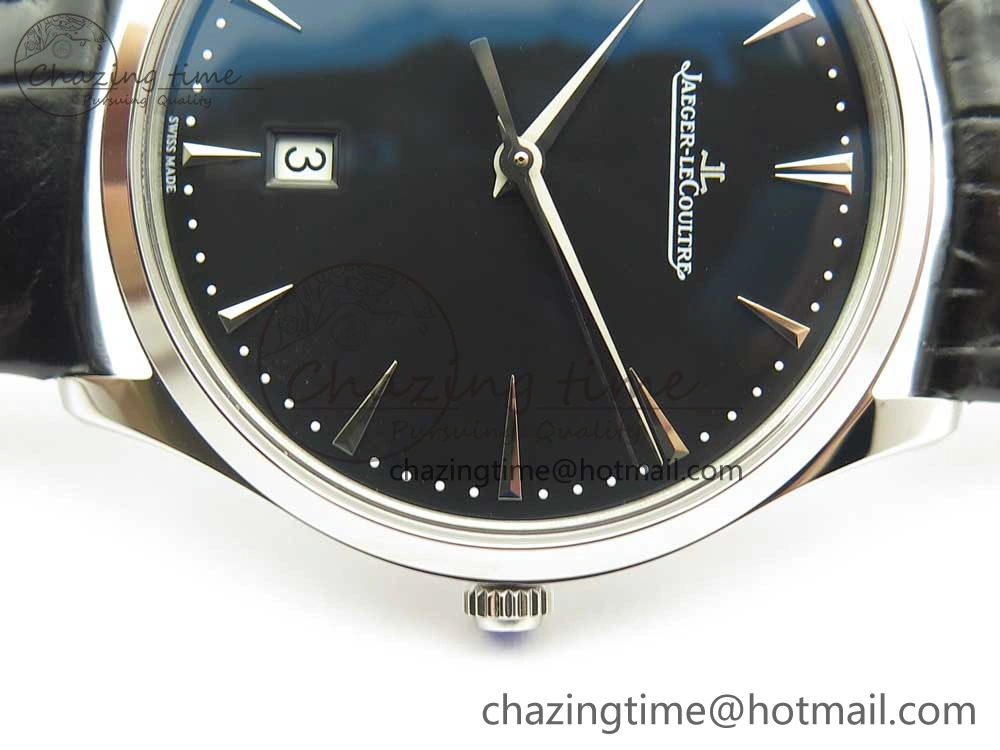 Classic Master Ultra Thin Date 1288420 SS ZF 1:1 Best Edition Black Dial on Black Leather Strap A899  7463
