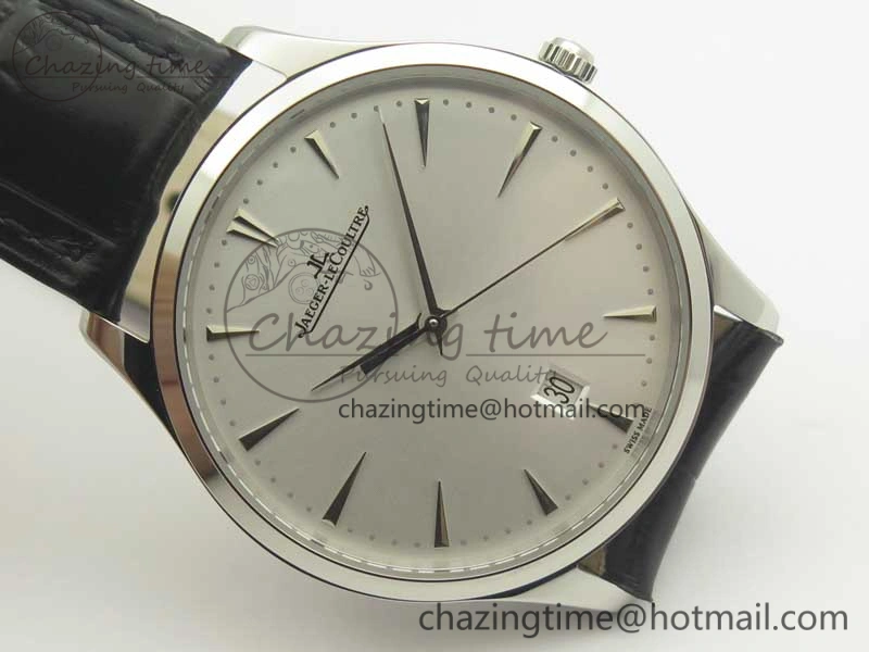ZeroBulk Master Ultra Thin Date 1288420 SS ZF 1:1 Best Edition Silver Dial on Black Leather Strap A899  7466