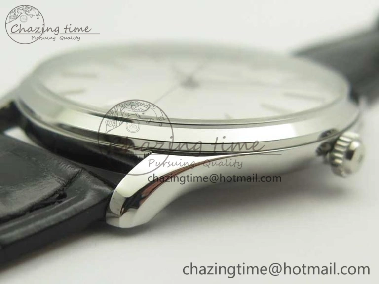 ZeroBulk Master Ultra Thin Date 1288420 SS ZF 1:1 Best Edition Silver Dial on Black Leather Strap A899  7466