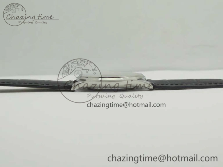 ZeroBulk Master Ultra Thin Date 1288420 SS ZF 1:1 Best Edition Silver Dial on Black Leather Strap A899  7466