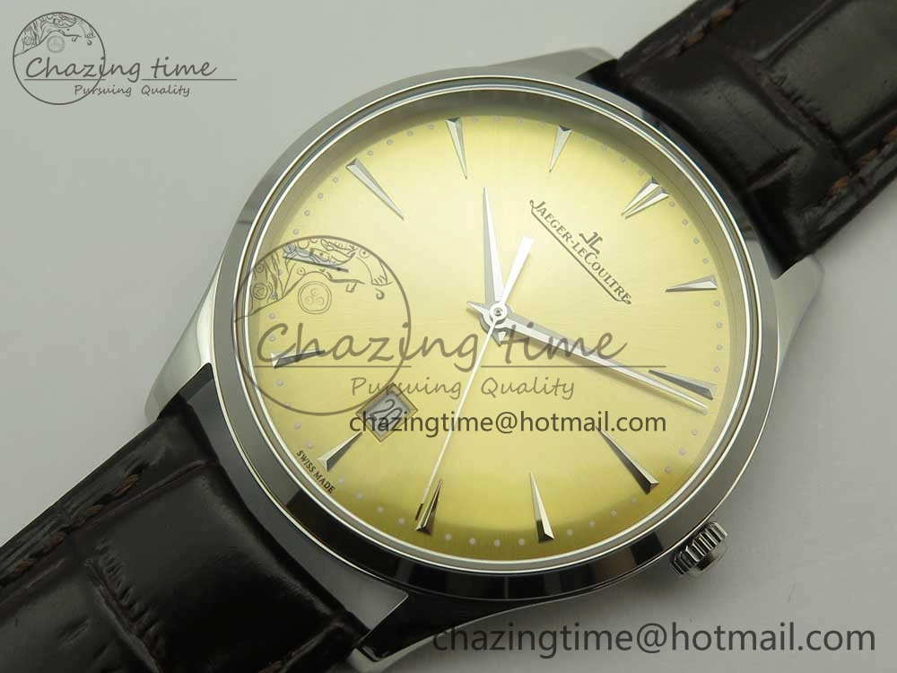 Practical Master Ultra Thin Date 1288420 ZF 1:1 Best Edition Gold Dial on Brown Leather Strap A899  7462