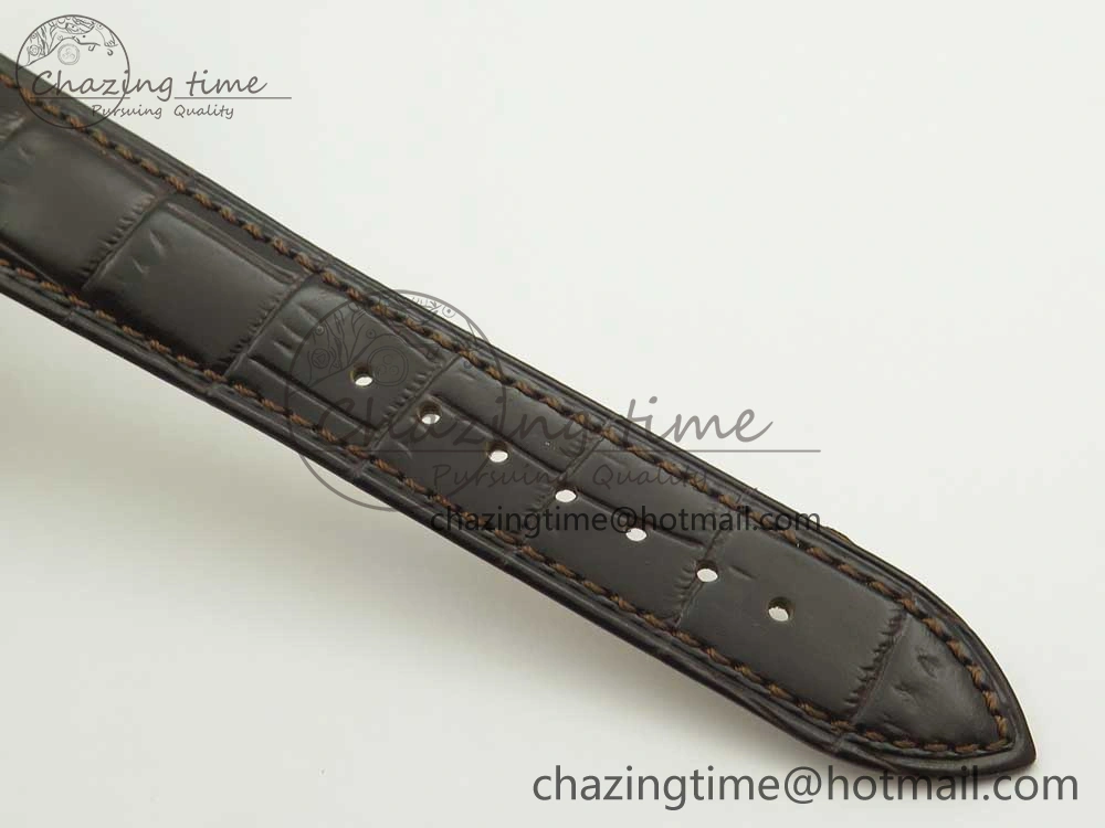 Practical Master Ultra Thin Date 1288420 ZF 1:1 Best Edition Gold Dial on Brown Leather Strap A899  7462