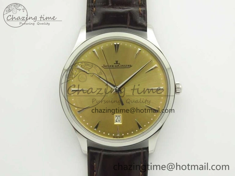 Practical Master Ultra Thin Date 1288420 ZF 1:1 Best Edition Gold Dial on Brown Leather Strap A899  7462