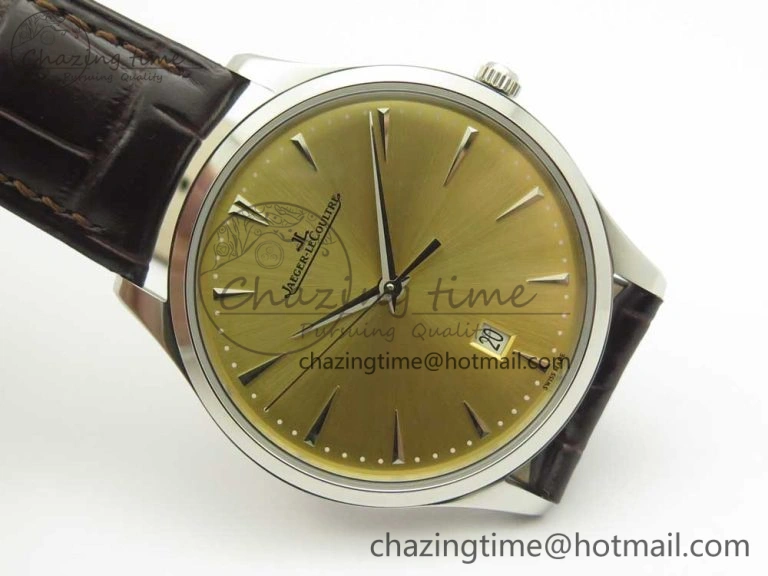 Practical Master Ultra Thin Date 1288420 ZF 1:1 Best Edition Gold Dial on Brown Leather Strap A899  7462