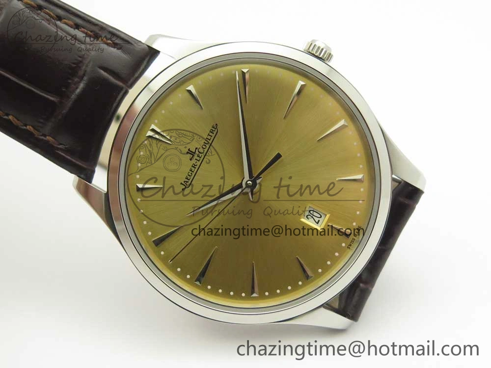 Practical Master Ultra Thin Date 1288420 ZF 1:1 Best Edition Gold Dial on Brown Leather Strap A899  7462