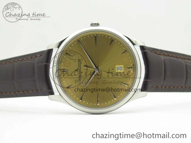 Practical Master Ultra Thin Date 1288420 ZF 1:1 Best Edition Gold Dial on Brown Leather Strap A899  7462