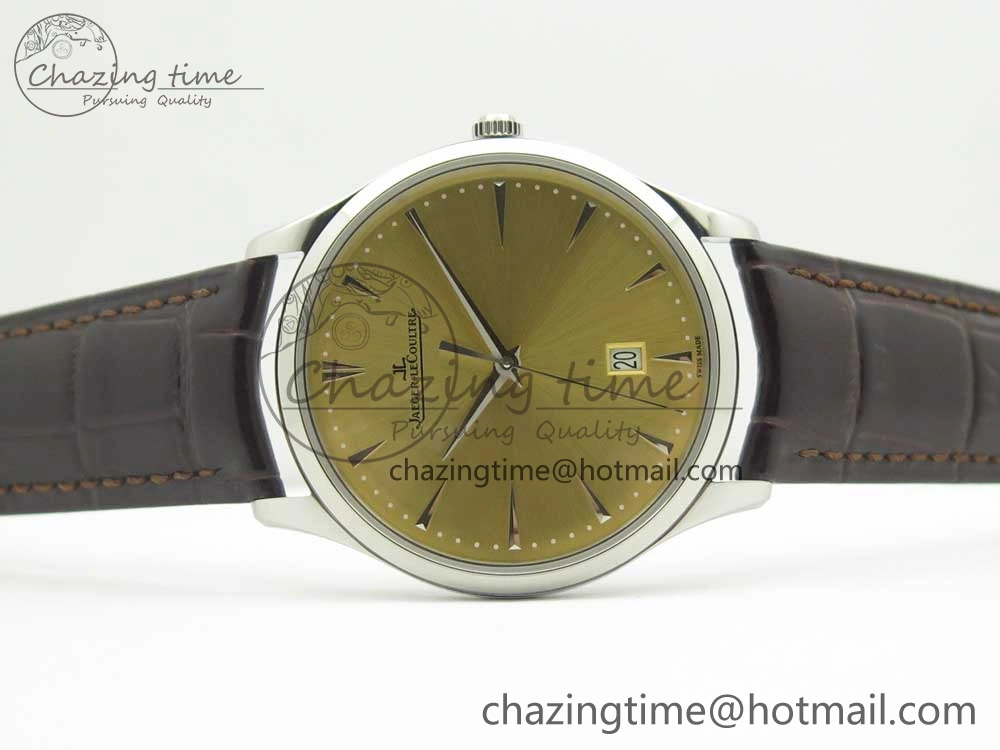 Practical Master Ultra Thin Date 1288420 ZF 1:1 Best Edition Gold Dial on Brown Leather Strap A899  7462