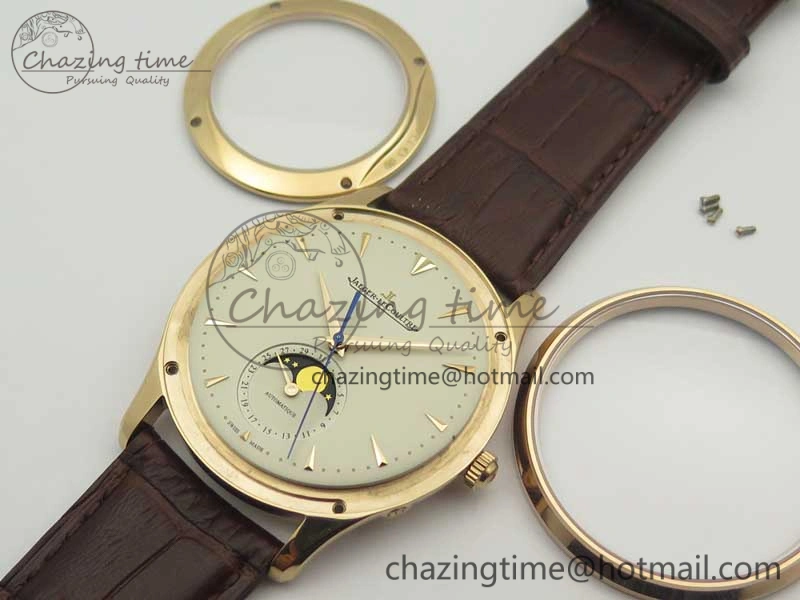 Master Ultra Thin Moon 1362520 RG ZF 1:1 Best Edition White Dial on Brown Leather Strap A StreetReady 7484
