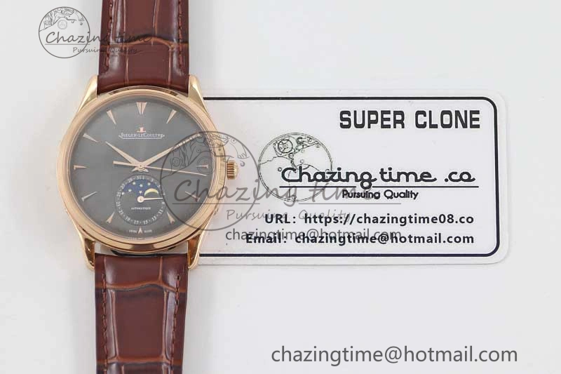 Sleek Master Ultra Thin Moon 136255J RG Q8F 1:1 Best Edition Gray Dial on Browm Leather Strap A 7432