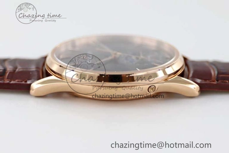 Sleek Master Ultra Thin Moon 136255J RG Q8F 1:1 Best Edition Gray Dial on Browm Leather Strap A 7432