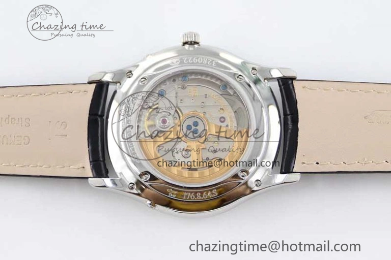 Master Ultra Thin Moon 1363540 SS Q8F 1:1 Best Edition Gray Dial on Black Leather Strap A Stretchable 7435