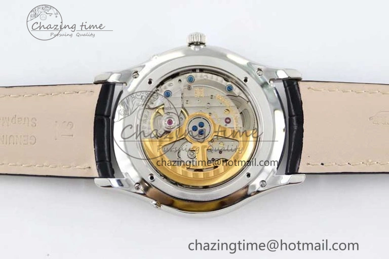 Master Ultra Thin Moon 1363540 SS Q8F 1:1 Best Edition Gray Dial on Black Leather Strap A Stretchable 7435