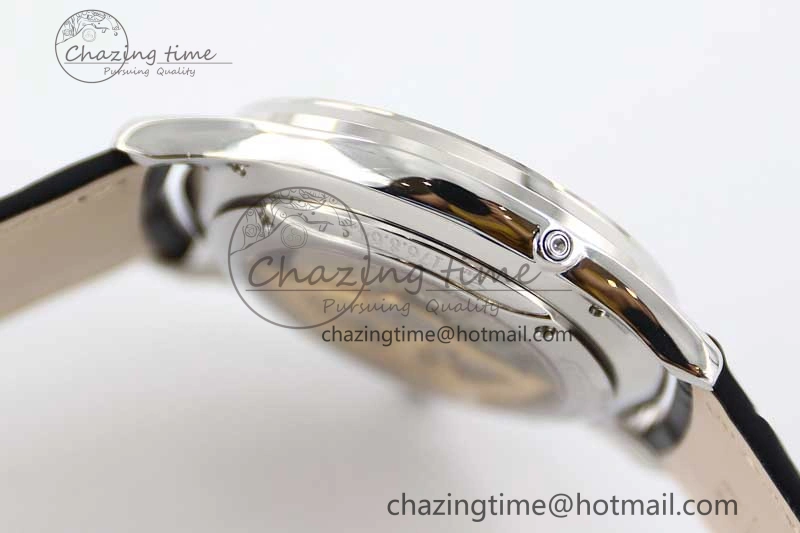 Master Ultra Thin Moon 1363540 SS Q8F 1:1 Best Edition Gray Dial on Black Leather Strap A Stretchable 7435