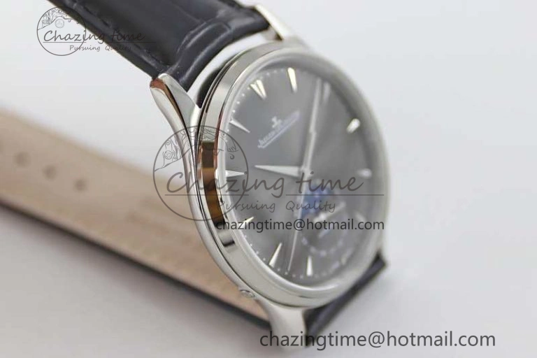Master Ultra Thin Moon 1363540 SS Q8F 1:1 Best Edition Gray Dial on Black Leather Strap A Stretchable 7435