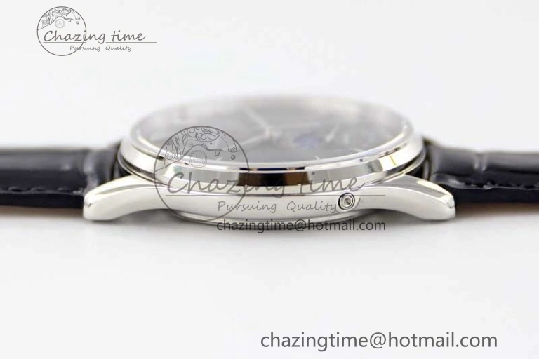Master Ultra Thin Moon 1363540 SS Q8F 1:1 Best Edition Gray Dial on Black Leather Strap A Stretchable 7435