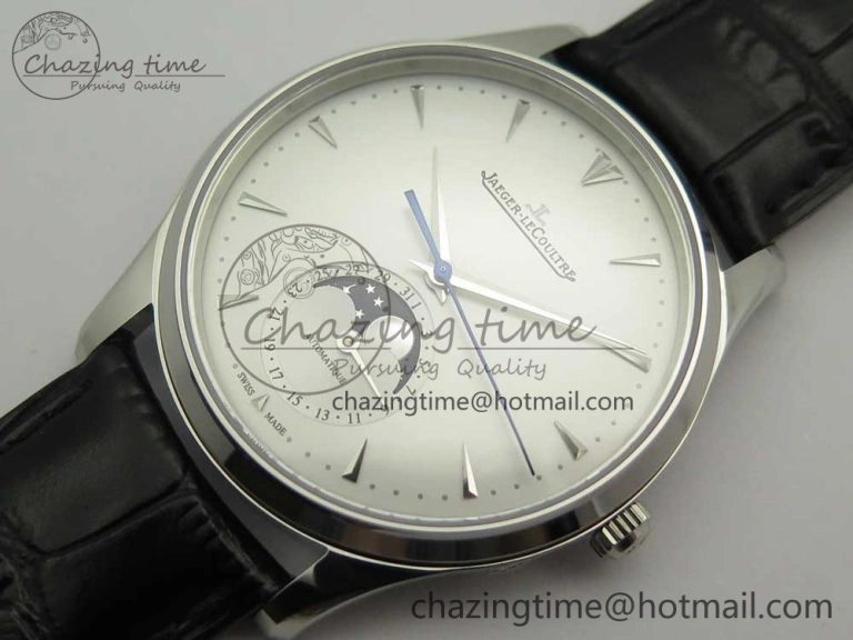 Master Ultra Thin Moon 1368420 SS GF 1:1 Best Edition White Dial on Black Leather Strap A UrbanStyle 7457