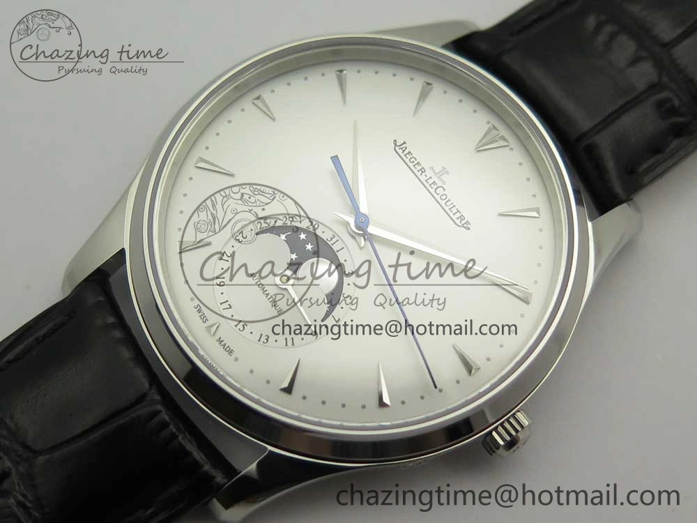 Master Ultra Thin Moon 1368420 SS GF 1:1 Best Edition White Dial on Black Leather Strap A UrbanStyle 7457