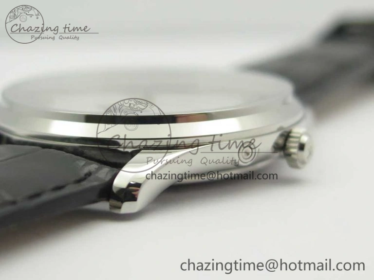 Master Ultra Thin Moon 1368420 SS GF 1:1 Best Edition White Dial on Black Leather Strap A UrbanStyle 7457
