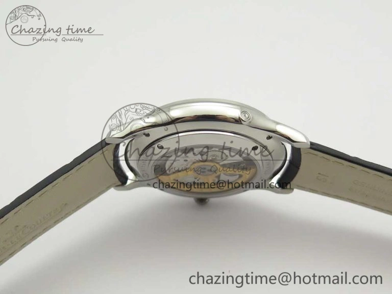 Master Ultra Thin Moon 1368420 SS GF 1:1 Best Edition White Dial on Black Leather Strap A UrbanStyle 7457