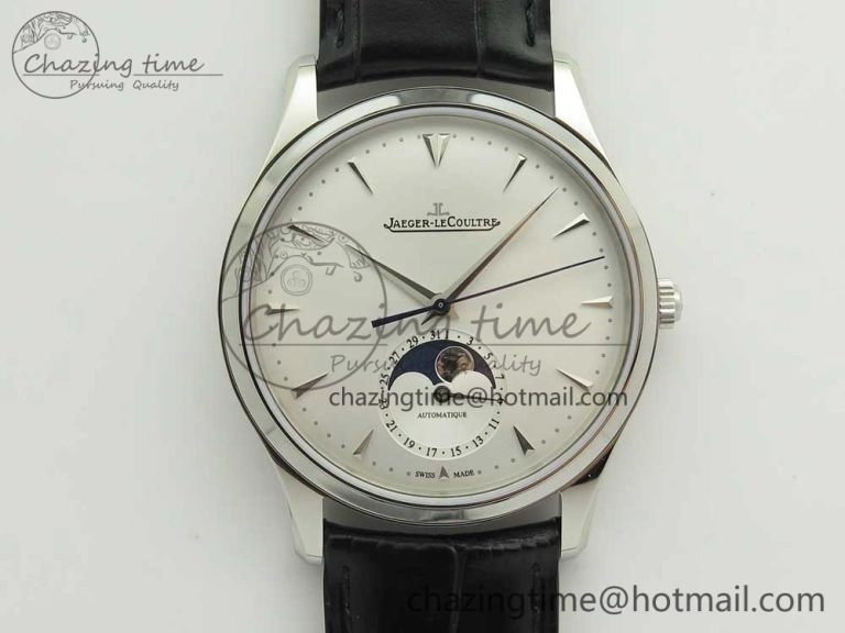 Master Ultra Thin Moon 1368420 SS GF 1:1 Best Edition White Dial on Black Leather Strap A UrbanStyle 7457