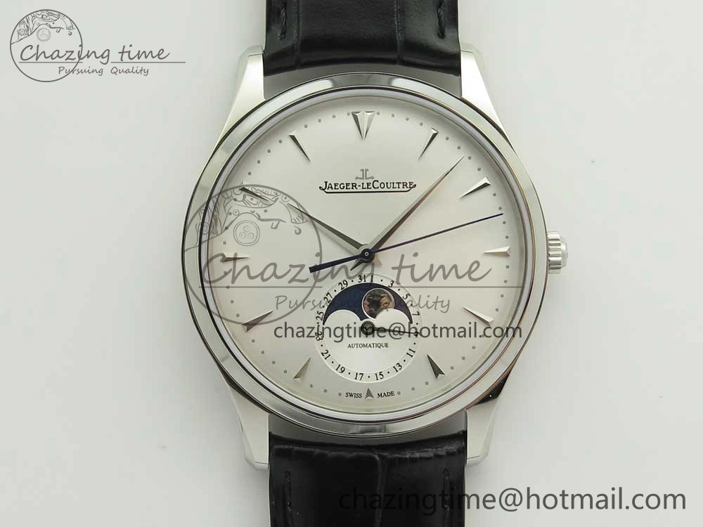 Master Ultra Thin Moon 1368420 SS GF 1:1 Best Edition White Dial on Black Leather Strap A UrbanStyle 7457