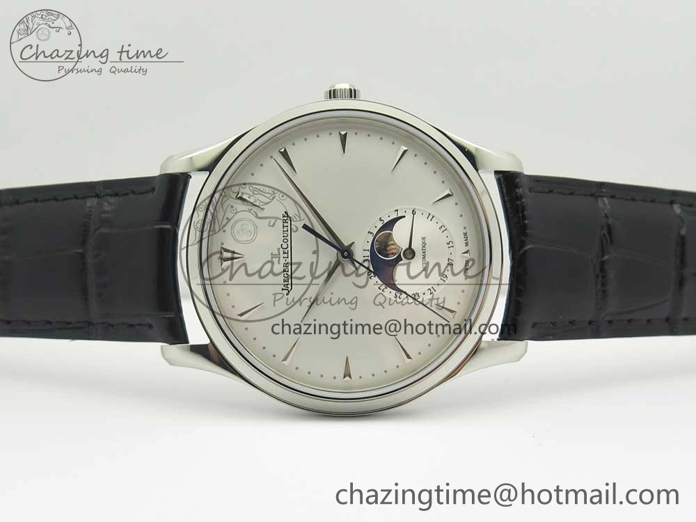 Master Ultra Thin Moon 1368420 SS GF 1:1 Best Edition White Dial on Black Leather Strap A UrbanStyle 7457