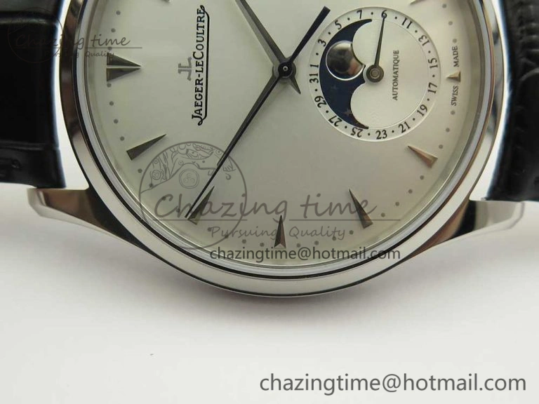 Master Ultra Thin Moon 1368420 SS GF 1:1 Best Edition White Dial on Black Leather Strap A UrbanStyle 7457