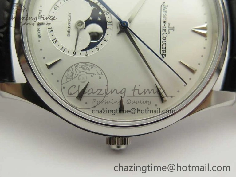 Master Ultra Thin Moon 1368420 SS GF 1:1 Best Edition White Dial on Black Leather Strap A UrbanStyle 7457