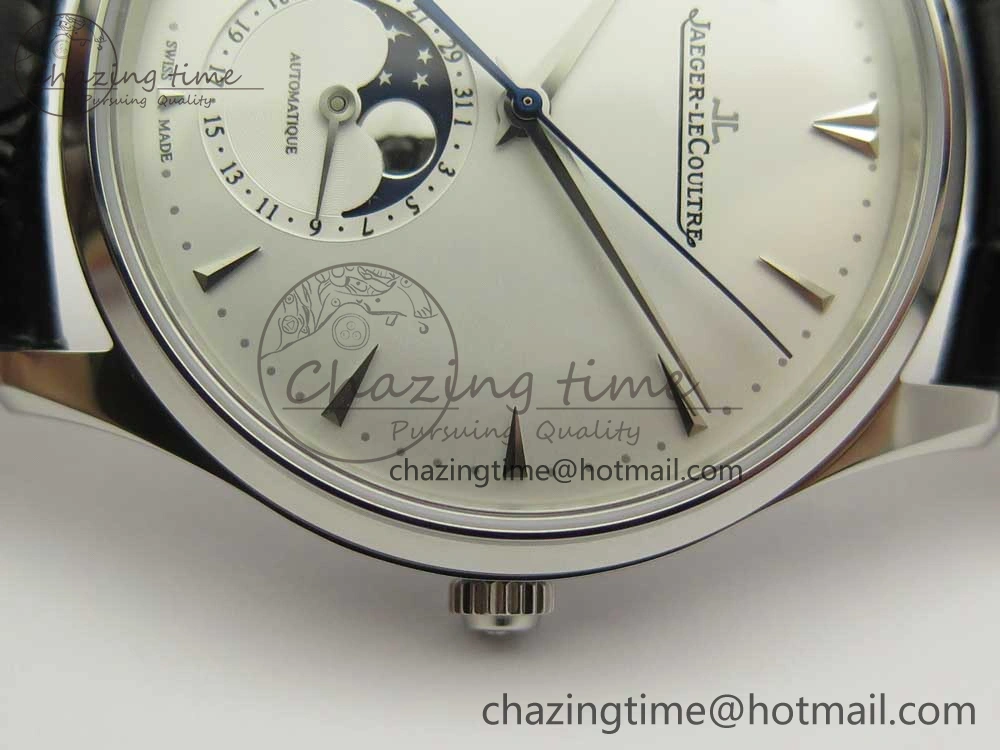 Master Ultra Thin Moon 1368420 SS GF 1:1 Best Edition White Dial on Black Leather Strap A UrbanStyle 7457