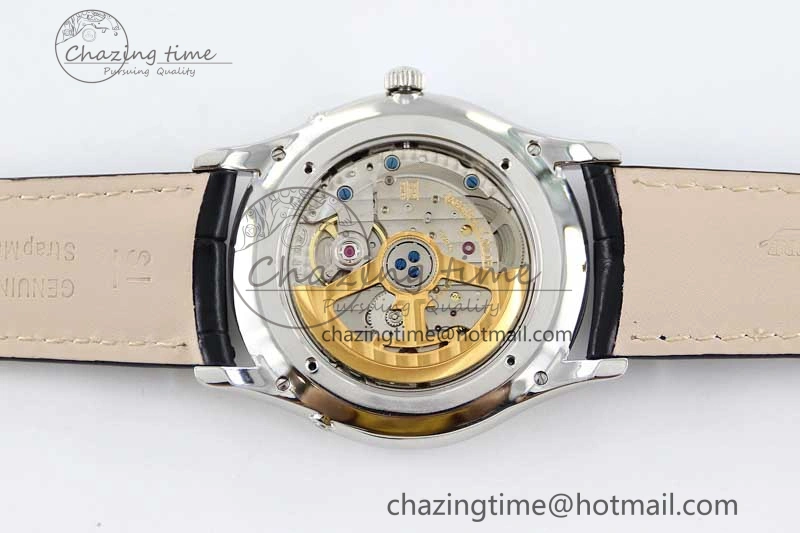 Master Ultra Thin Moon 1368420 SS Q8F 1:1 Best Edition White Dial on Black Leather Strap A Durable 7436