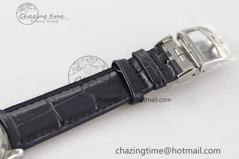 Master Ultra Thin Moon 1368420 SS Q8F 1:1 Best Edition White Dial on Black Leather Strap A Durable 7436
