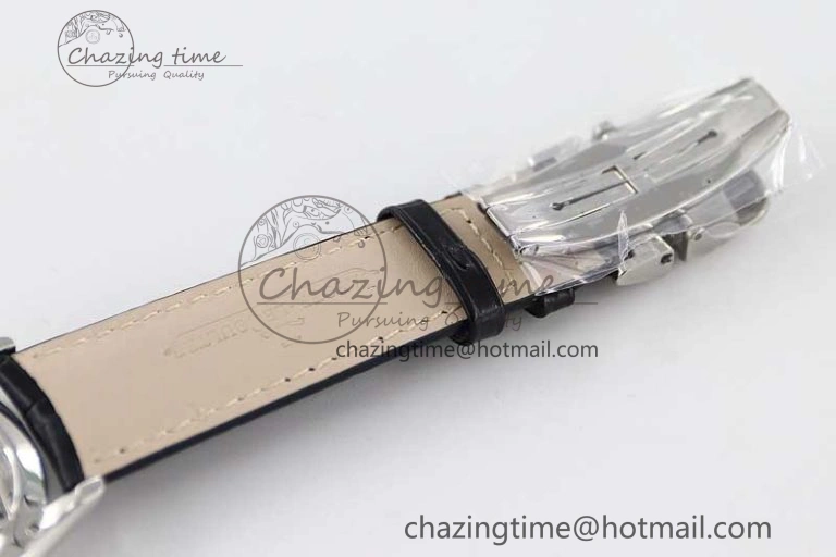 Master Ultra Thin Moon 1368420 SS Q8F 1:1 Best Edition White Dial on Black Leather Strap A Durable 7436