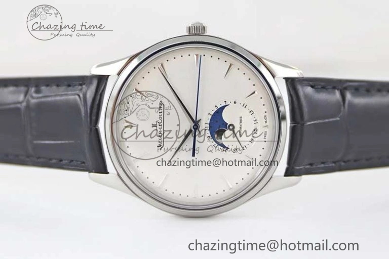 Master Ultra Thin Moon 1368420 SS Q8F 1:1 Best Edition White Dial on Black Leather Strap A Durable 7436