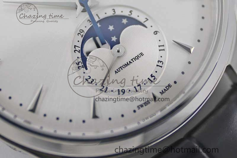 Master Ultra Thin Moon 1368420 SS Q8F 1:1 Best Edition White Dial on Black Leather Strap A Durable 7436