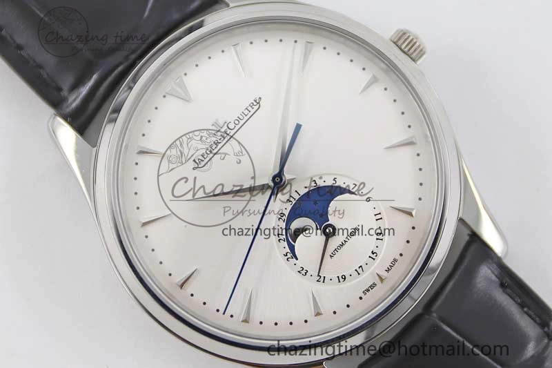Master Ultra Thin Moon 1368420 SS Q8F 1:1 Best Edition White Dial on Black Leather Strap A Durable 7436